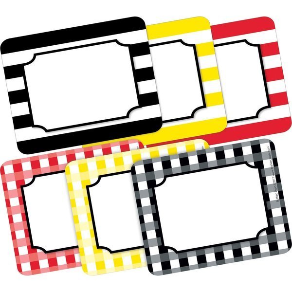 Buffalo Plaid & Wide Stripes Name Tags/Self-Adhesive Labels, Multi-Design Set, 90/Set, Barker Creek, Mfr#: 3779